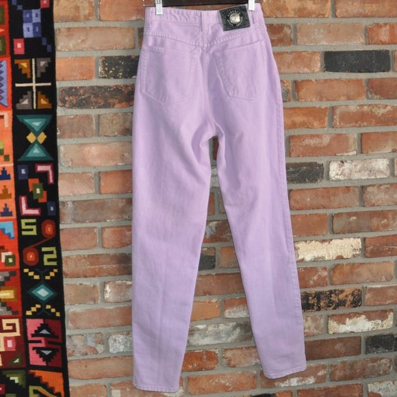 Vintage Versace‎ Couture Jeans High Waisted Pants Light Lilac Purple Waist 26" - Picture 3 of 8